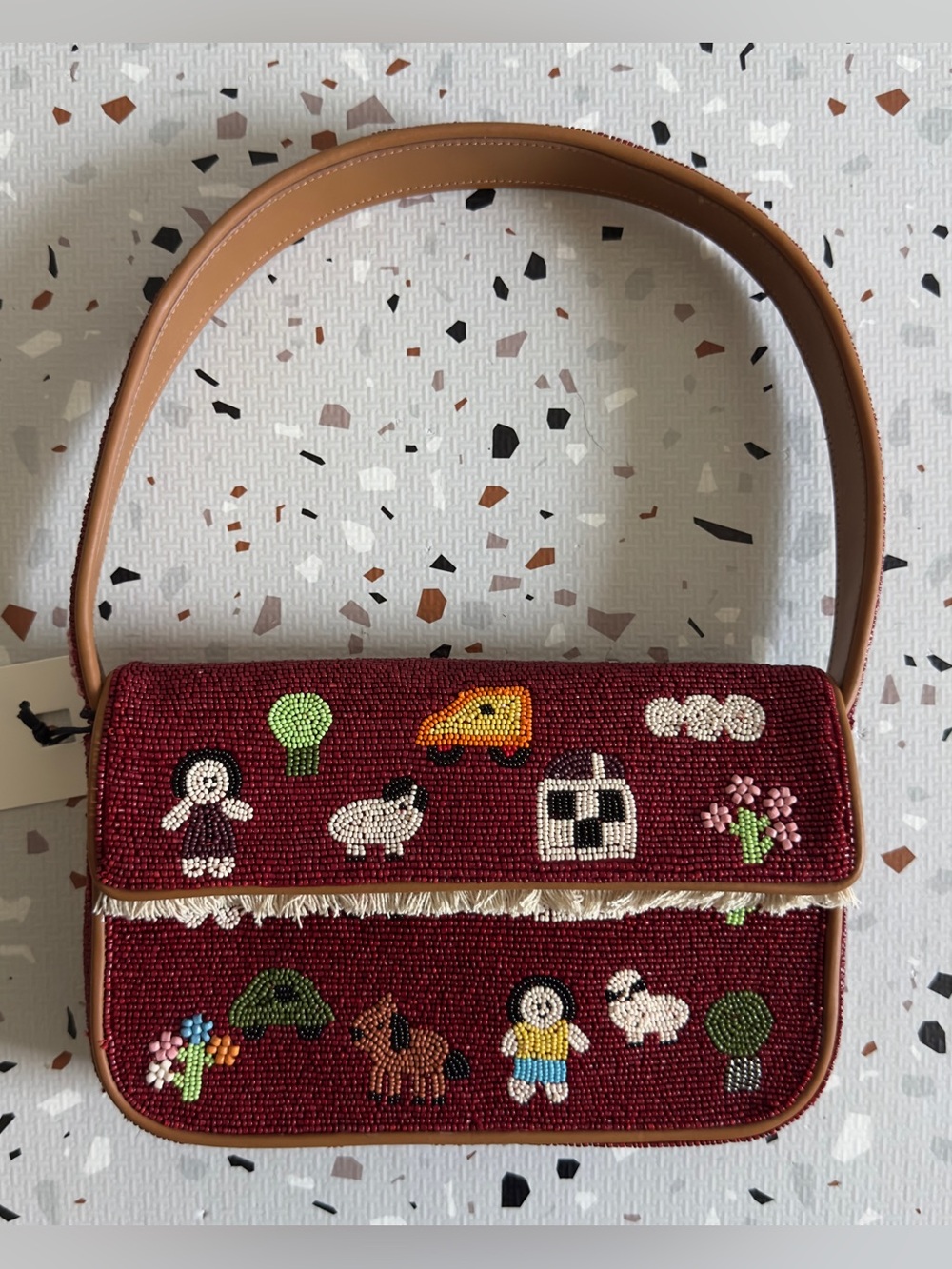 Staud Tommy Beaded Shoulder Bag in Folk Town
